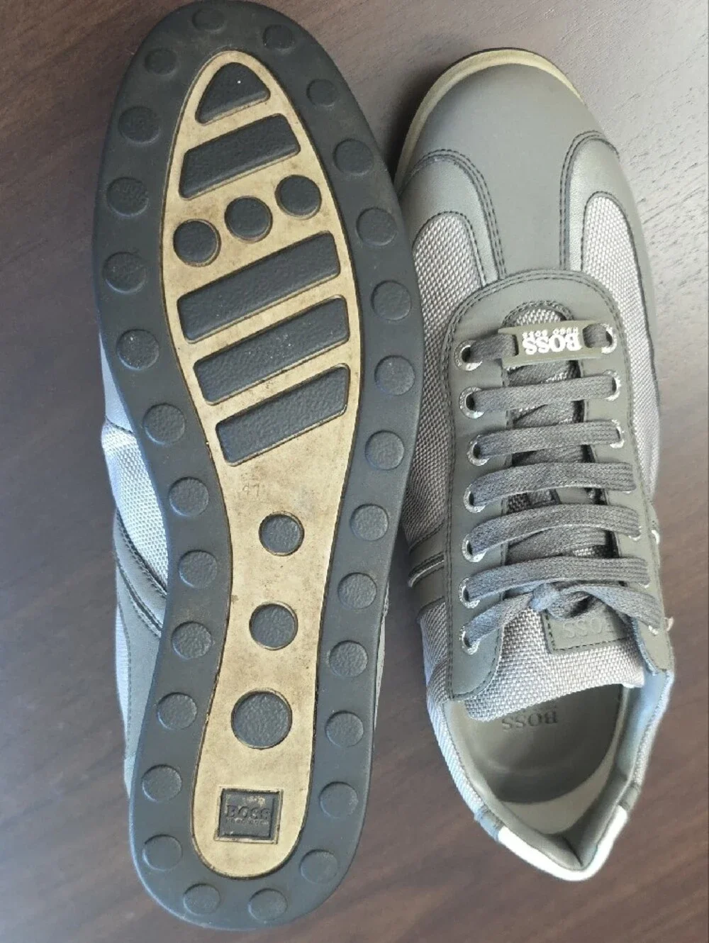 Boss Men's Gray Low-Top Lace-Up Sneakers